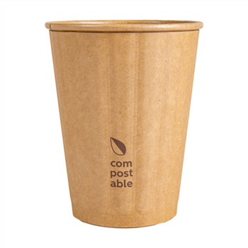 Gobelet COMPOSTABLE KRAFT double paroi en carton 36 cl pour café et boissons chaudes - carton de 1000 unités
