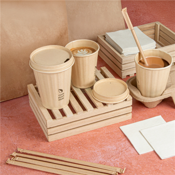 Gobelet COMPOSTABLE KRAFT double paroi en carton 48 cl pour café et boissons chaudes - carton de 500 unités