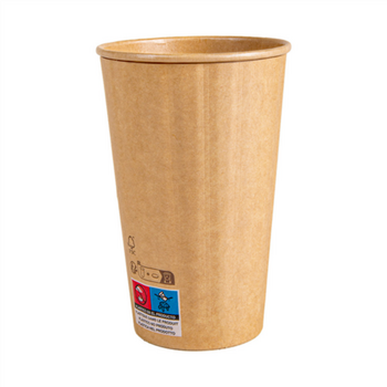 Gobelet COMPOSTABLE KRAFT double paroi en carton 48 cl pour café et boissons chaudes - carton de 500 unités