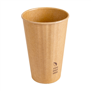 Gobelet COMPOSTABLE KRAFT double paroi en carton 48 cl pour café et boissons chaudes - carton de 500 unités