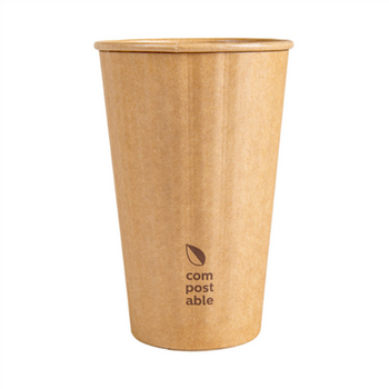 Gobelet COMPOSTABLE KRAFT double paroi en carton 48 cl pour café et boissons chaudes - carton de 500 unités