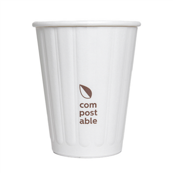 Gobelet COMPOSTABLE BLANC double paroi en carton 24 cl pour café et boissons chaudes - carton de 1000 unités