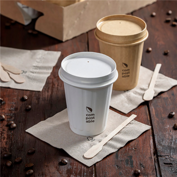 Gobelet COMPOSTABLE BLANC double paroi en carton 36 cl pour café et boissons chaudes - carton de 1000 unités