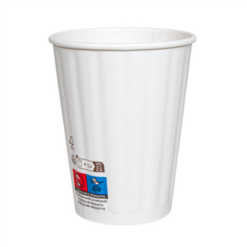 Gobelet COMPOSTABLE BLANC double paroi en carton 36 cl pour café et boissons chaudes - carton de 1000 unités