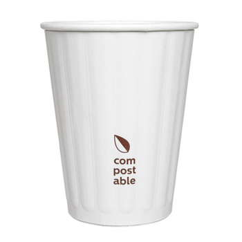 Gobelet COMPOSTABLE BLANC double paroi en carton 36 cl pour café et boissons chaudes - carton de 1000 unités