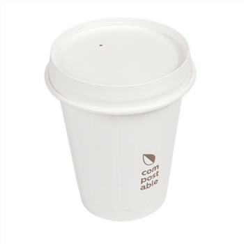 Couvercle compostable BLANC pour gobelet 275.24 - carton de 1000 unités