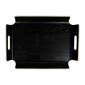 Plateau en bois noir avec poignées 40x29.5x4.5 cm - vendu à l'unité