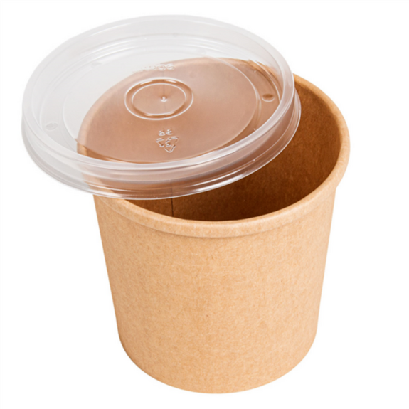 Récipient en carton double paroi KRAFT avec couvercle en PP 360 ml ...