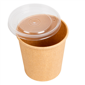Récipient en carton double paroi KRAFT avec couvercle en PP 480 ml - carton de 250 unités