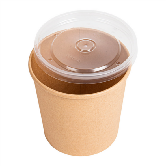 Récipient en carton double paroi KRAFT avec couvercle en PP 780 ml ...