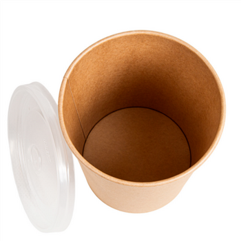 Récipient en carton double paroi KRAFT avec couvercle en PP 960 ml - carton de 250 unités