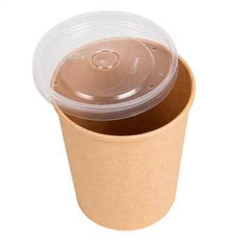 Récipient en carton double paroi KRAFT avec couvercle en PP 960 ml - carton de 250 unités