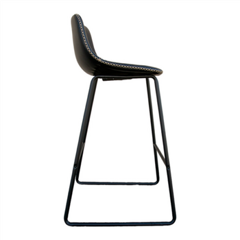 Tabouret haut avec dossier NOIR en cuir synthétique - Carton de 4 unités