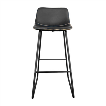 Tabouret haut avec dossier NOIR en cuir synthétique - Carton de 4 unités