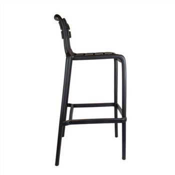 Tabouret haut empilable avec dossier NOIR en PP - Carton de 4 unités