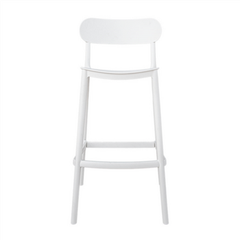 Tabouret haut empilable avec dossier BLANC en PP - Carton de 4 unités