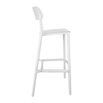 Tabouret haut empilable avec dossier BLANC en PP - Carton de 4 unités