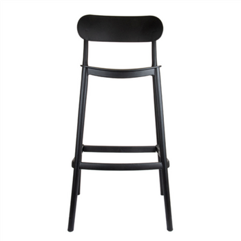 Tabouret haut empilable avec dossier NOIR en PP - Carton de 4 unités