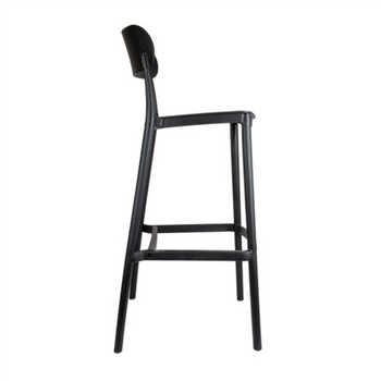 Tabouret haut empilable avec dossier NOIR en PP - Carton de 4 unités
