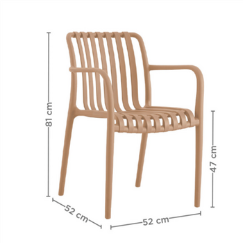 Chaise d'extérieur empilable BEIGE en PP - Carton de 4 unités