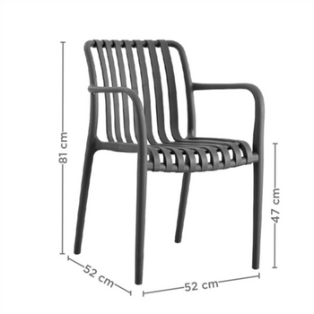 Chaise d'extérieur empilable GRISE en PP - Carton de 4 unités