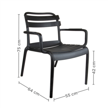 Chaise d'extérieur empilable NOIR en PP - Carton de 4 unités