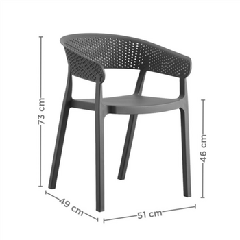 Chaise d'extérieur empilable GRISE en PP - Carton de 4 unités