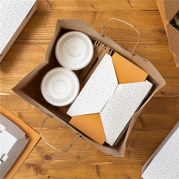 Sac traiteur poignée ficelle 28 + 18 x 25 cm neutre KRAFT - carton de 250 unités