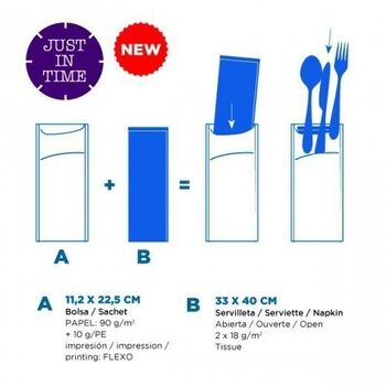 Sachet à couverts à colorier et serviette Neutre Kraft - Carton de 400 unités