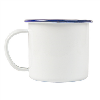 Tasse avec anse en fer émaillé BLANCHE 250 ml 7 x 7 cm- paquet de 6 unités