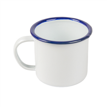 Tasse avec anse en fer émaillé BLANCHE 250 ml 7 x 7 cm- paquet de 6 unités