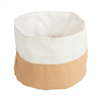 Corbeille à pain ronde en coton - Crème et Marron - Pack de 12 unités