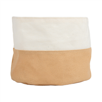 Corbeille à pain ronde en coton - Crème et Marron - Pack de 12 unités