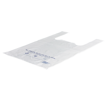 Sacs bretelles blanc 50 µ 30 +14 x 54 cm  - carton de 400 unités