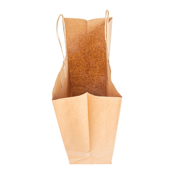 Sac papier avec poignée ficelle 32 + 16 x 43 cm neutre KRAFT - 2 cartons de 250 unités