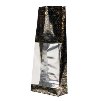 Sachet SOS fond PP GLOSSY ROSACE NOIR 80 + 40 x 200 mm - carton de 1000 unités