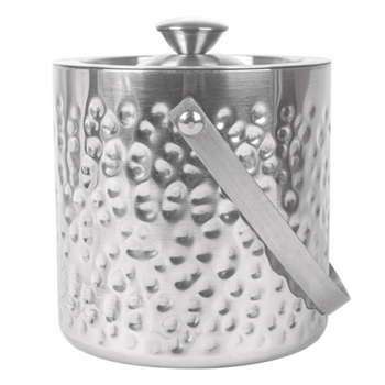Seau à glace en inox martelé avec couvercle - 15.5 cm x 16.2 cm