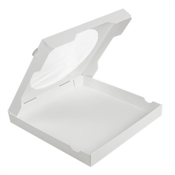 Boite à pizza blanche avec fenêtre 32 x 32 x 3.8 cm - pack de 100 unités