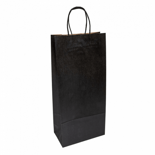 Sac deux bouteilles KRAFT NOIR 18+10x39 cm - carton de 250 unités