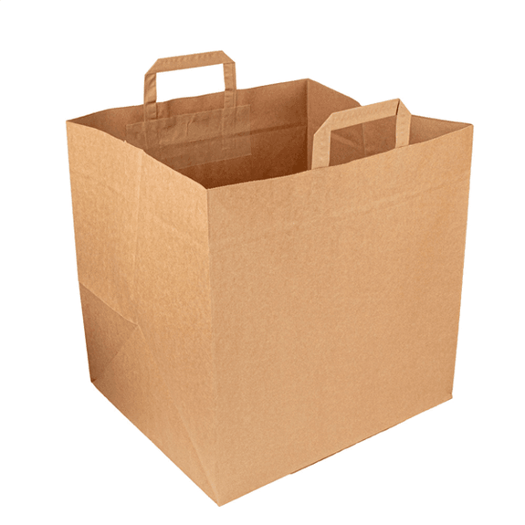 Sac traiteur poignée ficelle 36 + 31 x 36 cm Neutre kraft - carton de 125 unités