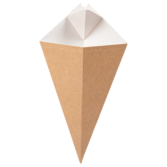 Cornet kangourou avec languette pour sauce en carton Neutre 100g - carton de 1600 unités