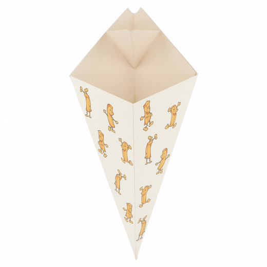 Cornet kangourou avec languette pour sauce en carton CHIPS 250g - carton de 1200 unités