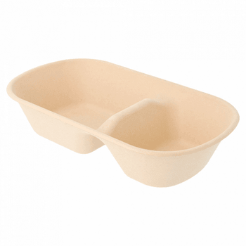 Lunch box 2 compartiments 800 ml  - Naturel - 23.2 x 13.3 x 5.1 cm - carton de 500 unités