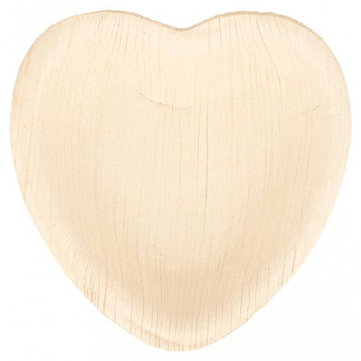 Assiette coeur en feuille de palmier 10x10x1.5 cm - carton de 200 unités