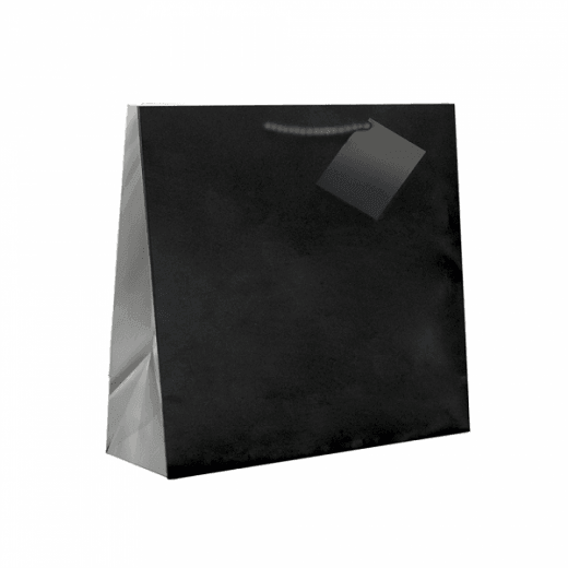 Sac boutique plastifié avec anse 19+10x27cm Noir -  Pack de 100