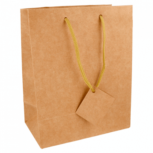 Sac boutique avec anse 18+10x22.7 cm  Kraft -  Pack de 10