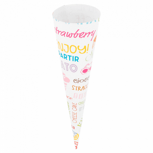 Cône en papier pour cornet à glace modèle Parole 15.3 cm x 15° - carton de 2000 unités