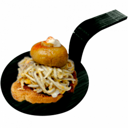 Mini pelles ronde en bambou NOIR pour mise en bouche - 5 cm - pack de 100 unités