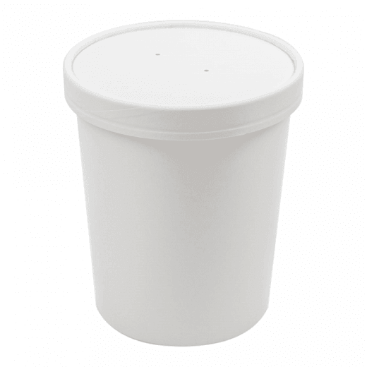 Récipient en carton double paroi avec couvercle BLANC neutre 960 ml - carton de 250 unités