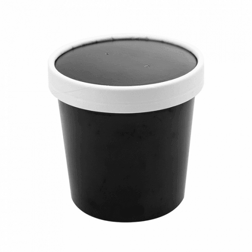 Récipient en carton double paroi avec couvercle NOIR neutre 360 ml - carton de 250 unités